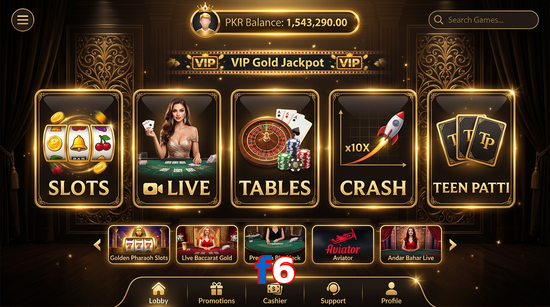 Main screen of F6 casino page for PK players